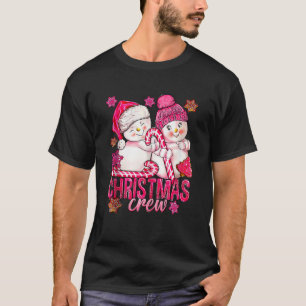Camiseta Homem de Neve Rosa De Natal Com Canas Doces E Xmas