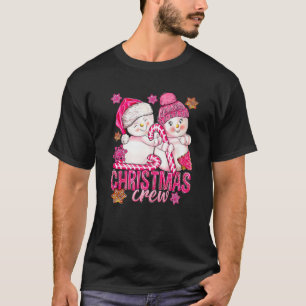 Camiseta Homem de Neve Rosa De Natal Com Canas Doces E Xmas