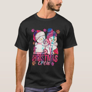 Camiseta Homem de Neve Rosa De Natal Com Canas Doces E Xmas