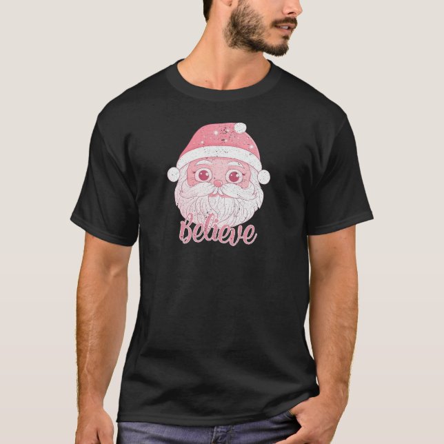 Camiseta Homem de Neve Rosa Gentil para Feriados (Frente)