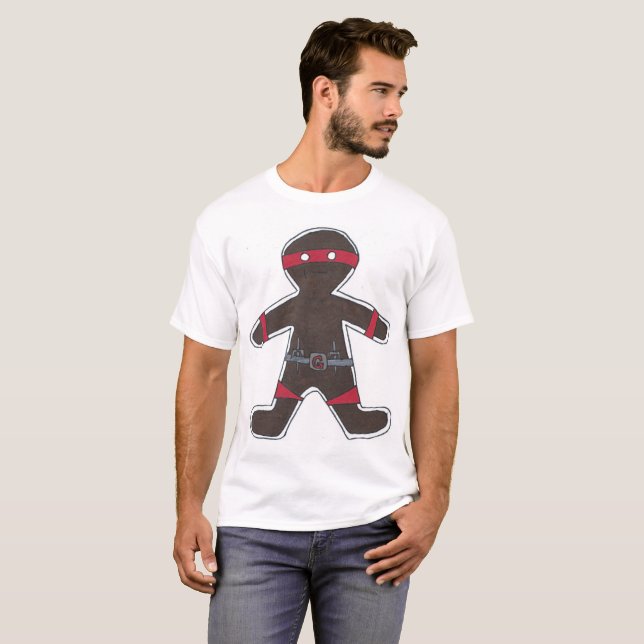Camiseta Homem de Ninjabread (vermelho) (Frente Completa)