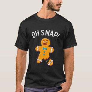 Camiseta Homem de Pão de Mel Oh Snap Natal Piada de Biscoit