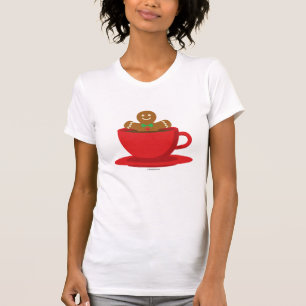Camiseta Homem de Pão de Mel Relaxando no Copo Vermelho de