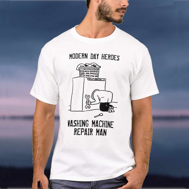 Camiseta Homem de Reparo de Máquinas de Lavar (Criador carregado)