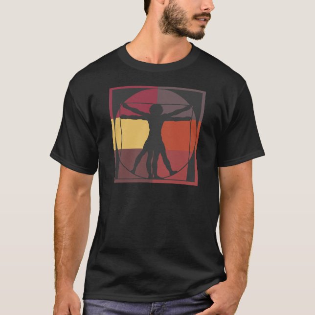 Camiseta Homem de Vitruvian do bloco da cor (Frente)