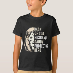 Camiseta Homem Deus Marido Papai Protetor Escritura Arte