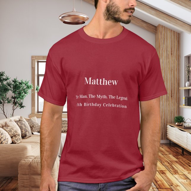 Camiseta Homem do aniversário mito lenda nome diversão verm (Criador carregado)