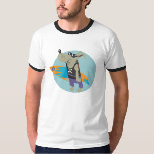Camiseta homem do cão do crânio do surfista