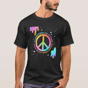 Camiseta Homem do Símbolo Colorido da Paz do Dia Internacio