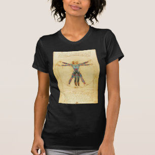 Camiseta Homem do Vitruvian de da Vinci com tatuagens