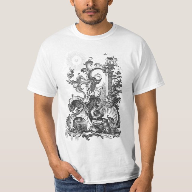 Camiseta Homem e cão de gravação antigos elegantes de (Frente)