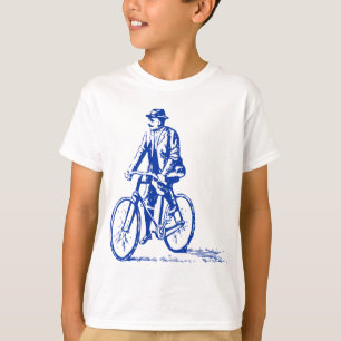Camiseta Homem em uma bicicleta - marinho