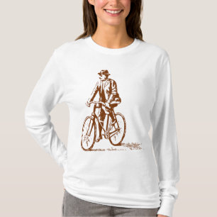 Camiseta Homem em uma bicicleta - noz Brown