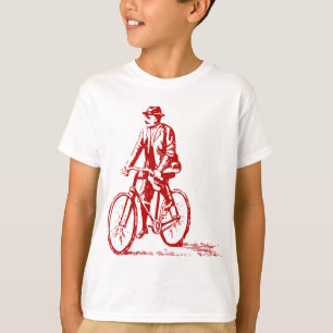 Camiseta Homem em uma bicicleta - vermelho do rubi