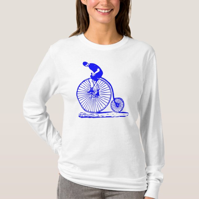 Camiseta Homem em uma penny Farthing - Azul (Frente)