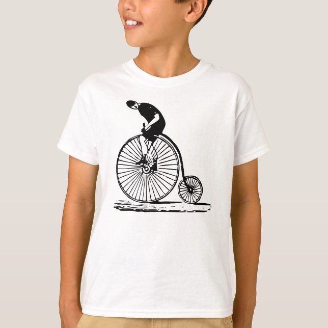 Camiseta Homem em uma penny Farthing - Preto (Frente)