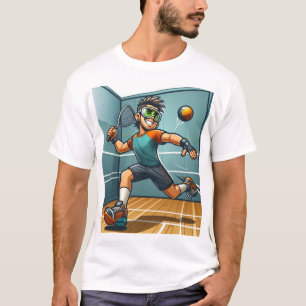 Camiseta Homem enérgico jogando raquetebol