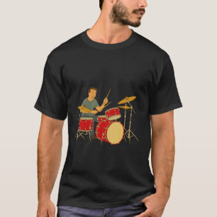 Camiseta Homem enérgico tocando tambores