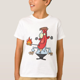 Camiseta Homem engraçado de cara vermelha com termômetro de