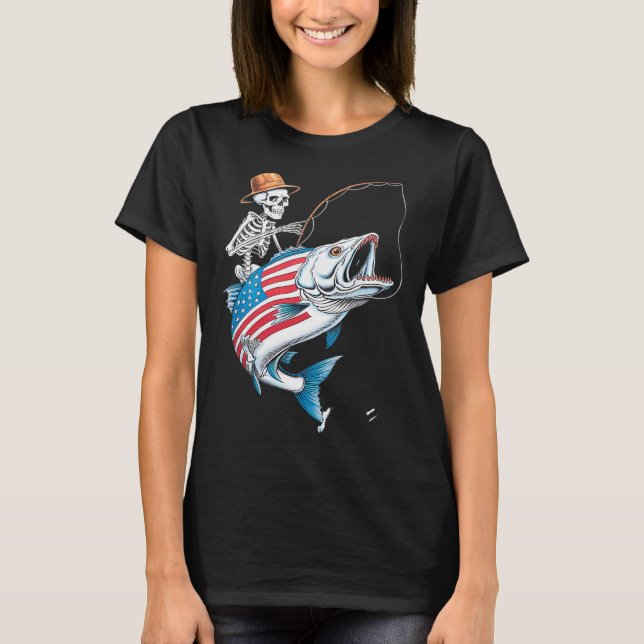 Camiseta homem esqueleto pescando (Frente)