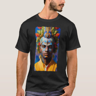 Camiseta Homem étnico místico de fantasia com rosto pintado