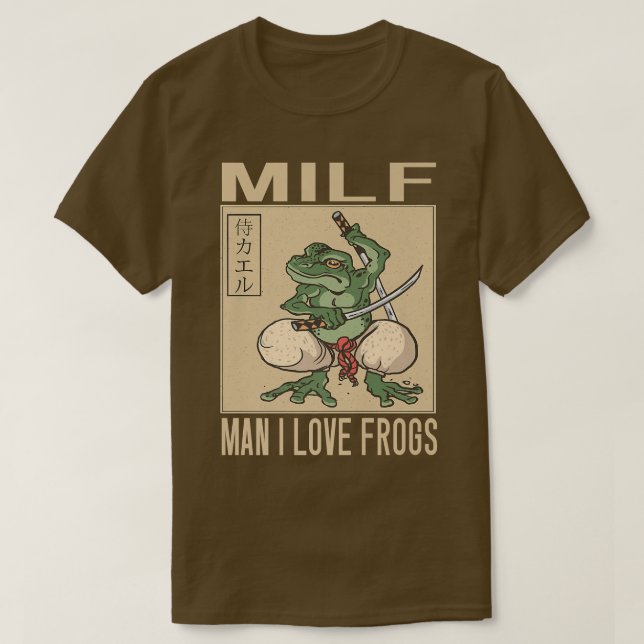 Camiseta Homem Eu Adoro Sapos MILF Man Engraçado Sapo Samur (Frente do Design)