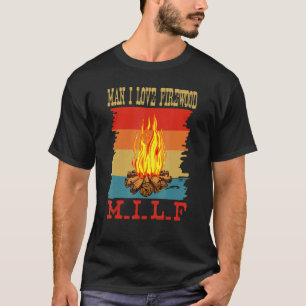 Camiseta Homem Eu Amo Lenha M I L F Retro Acampamento Hiki