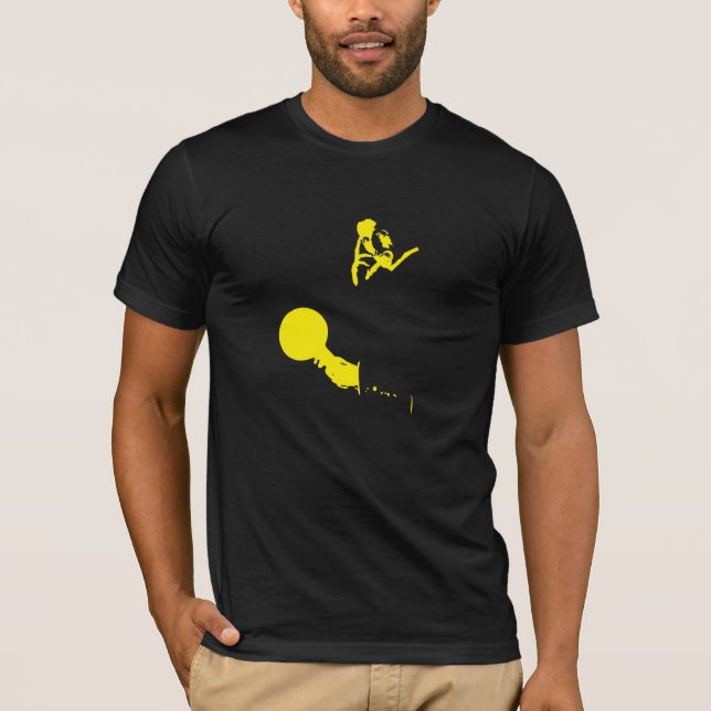 Camiseta Homem fora do tempo (amarelo elétrico) (Frente)