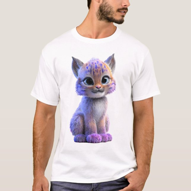 Camiseta Homem Galáxia Adorável Gatinho Neon (Frente)