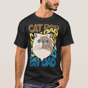 Camiseta Homem Gato Persa Fofo Pai Retro Vintage Pai de Gat
