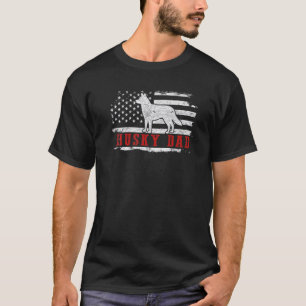 Camiseta Homem Husky Pai Americano Patriótico Desgastado Ba