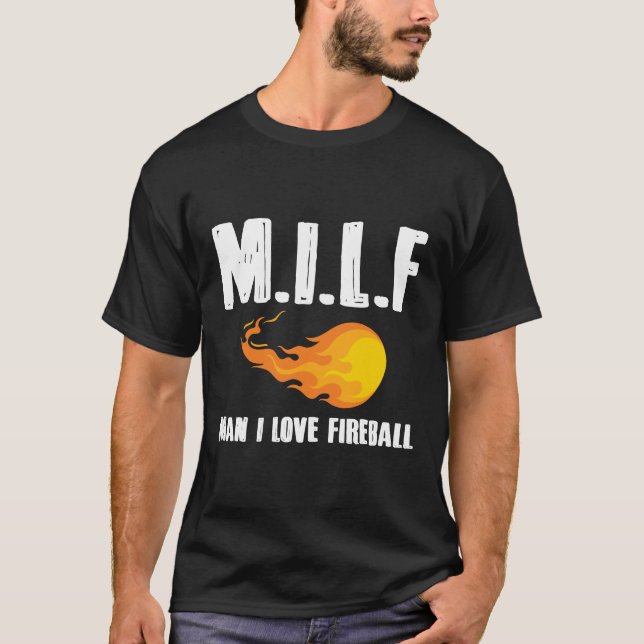 Camiseta Homem I Love Fireball T-Shirt Gift Tee (Frente)