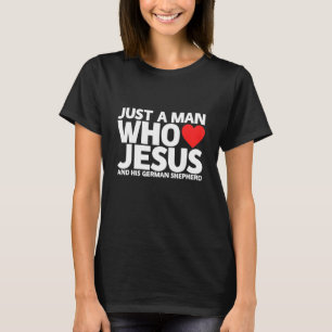 Camiseta Homem Jesus Pastor Alemão  Cão  Amor Pet Cachorro