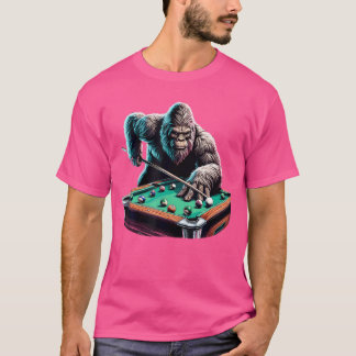 Camiseta Homem jogador de sinuca de bilhar Bigfoot Sasquatc
