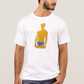 Camiseta Homem Laranja de roupa azul