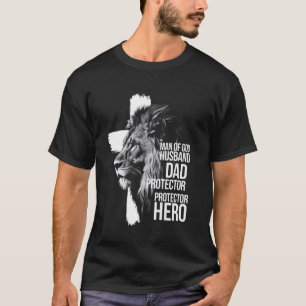 Camiseta Homem Leão Deus Marido Pai Protetor Herói Cristão