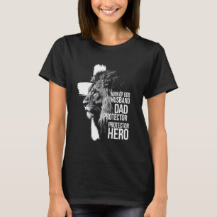 Camiseta Homem Leão Deus Marido Pai Protetor Herói Cristão