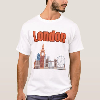 Camiseta Homem London Skyline Fonte Grande
