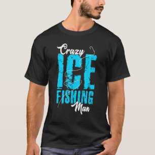 Camiseta Homem Louco de Pesca no Gelo Masculino Passatempo