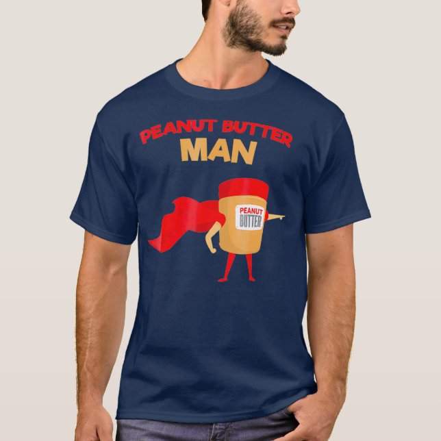 Camiseta Homem-Manteiga-De-Amendoim Super-Herói Engraçado (Frente)