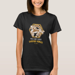 Camiseta Homem Menino Gosta de Calçar Cavalos Ferrador Meta