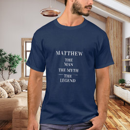 Camiseta Homem mito lenda nome azul