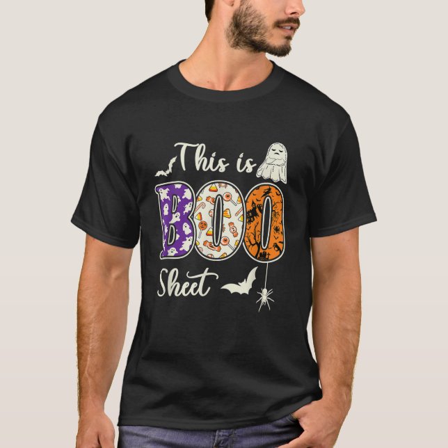 Camiseta Homem Mulher Esta É A Folha De Boo Retro Ghost Fun (Frente)