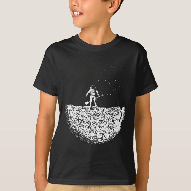 Camiseta Homem Na Lua Em Um Traje Espacial No Espaço (Frente)