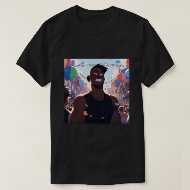 Camiseta Homem Negro na Orgulho gay (Frente do Design)