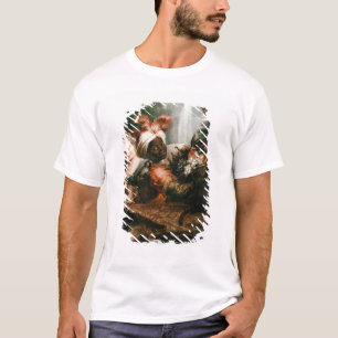 Camiseta Homem negro novo que guardara uma cesta