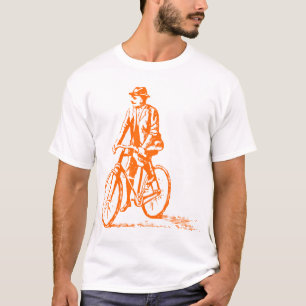 Camiseta Homem numa bicicleta - Laranja