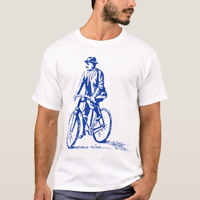 Camiseta Homem numa bicicleta - Marinho (Frente)