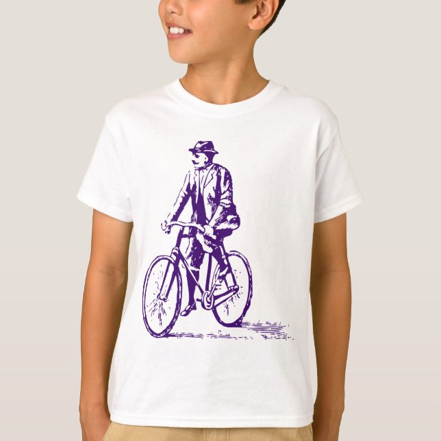 Camiseta Homem numa bicicleta - Roxo profundo (Frente)