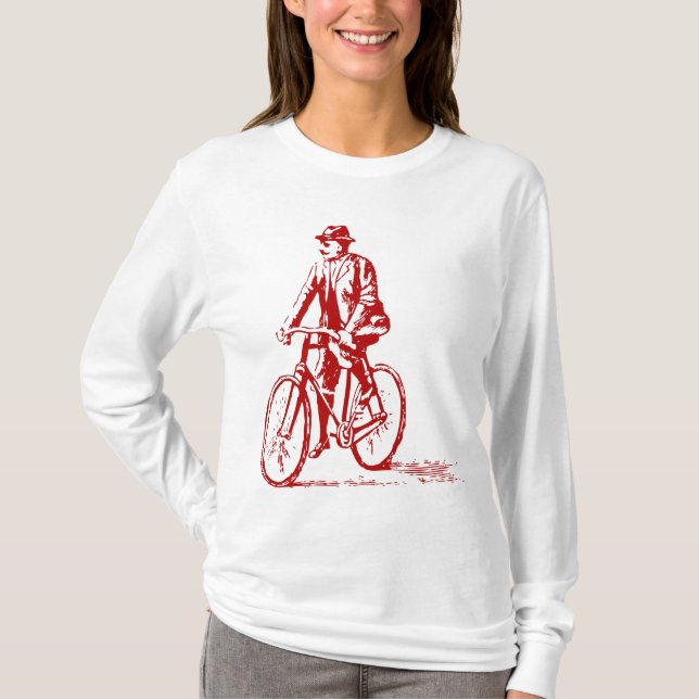 Camiseta Homem numa bicicleta - Ruby Red (Frente)